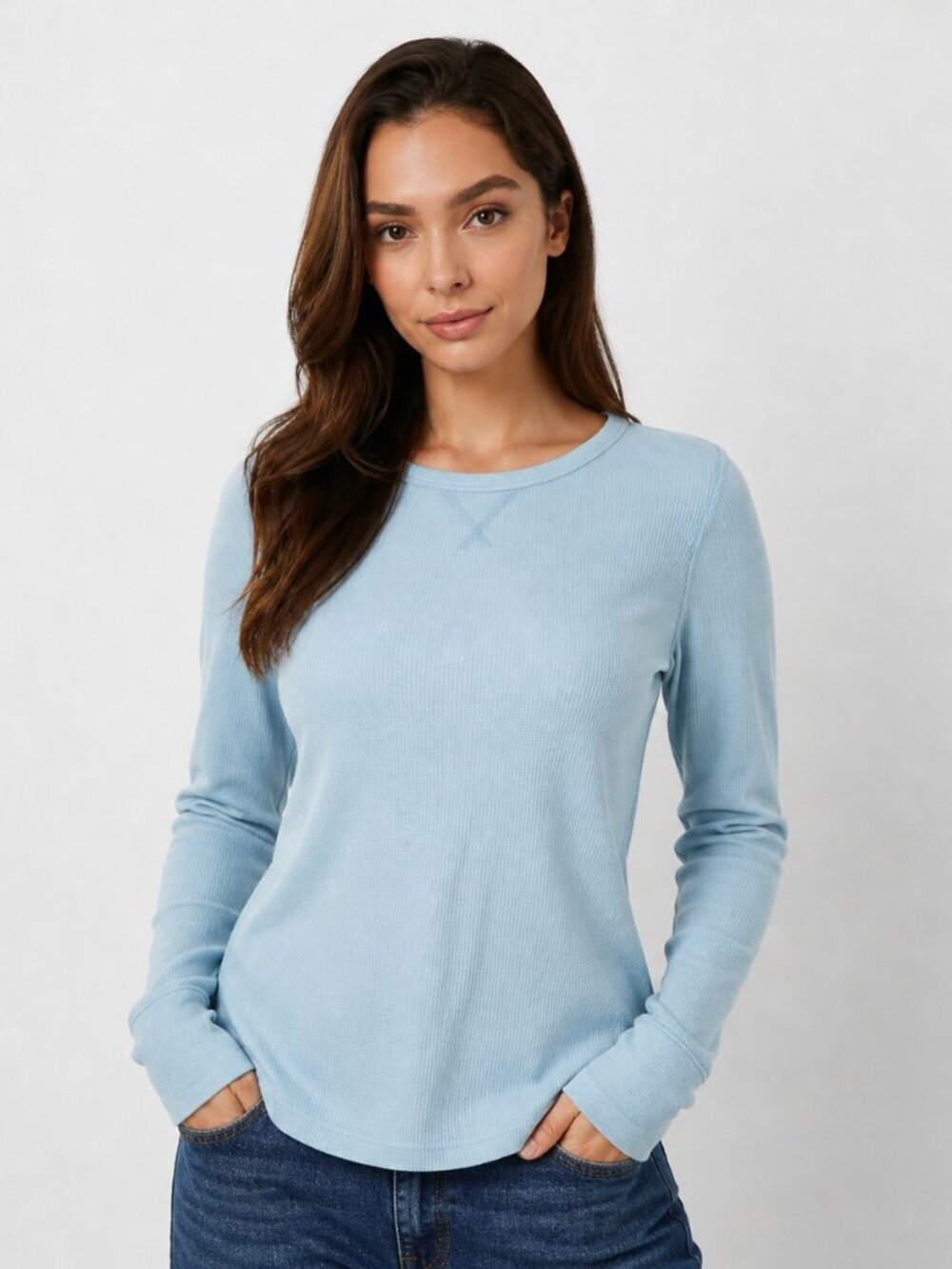 Gap Fit Womens Long Sleeve Tee XS Blue Lightweight Activewear Stretch Top